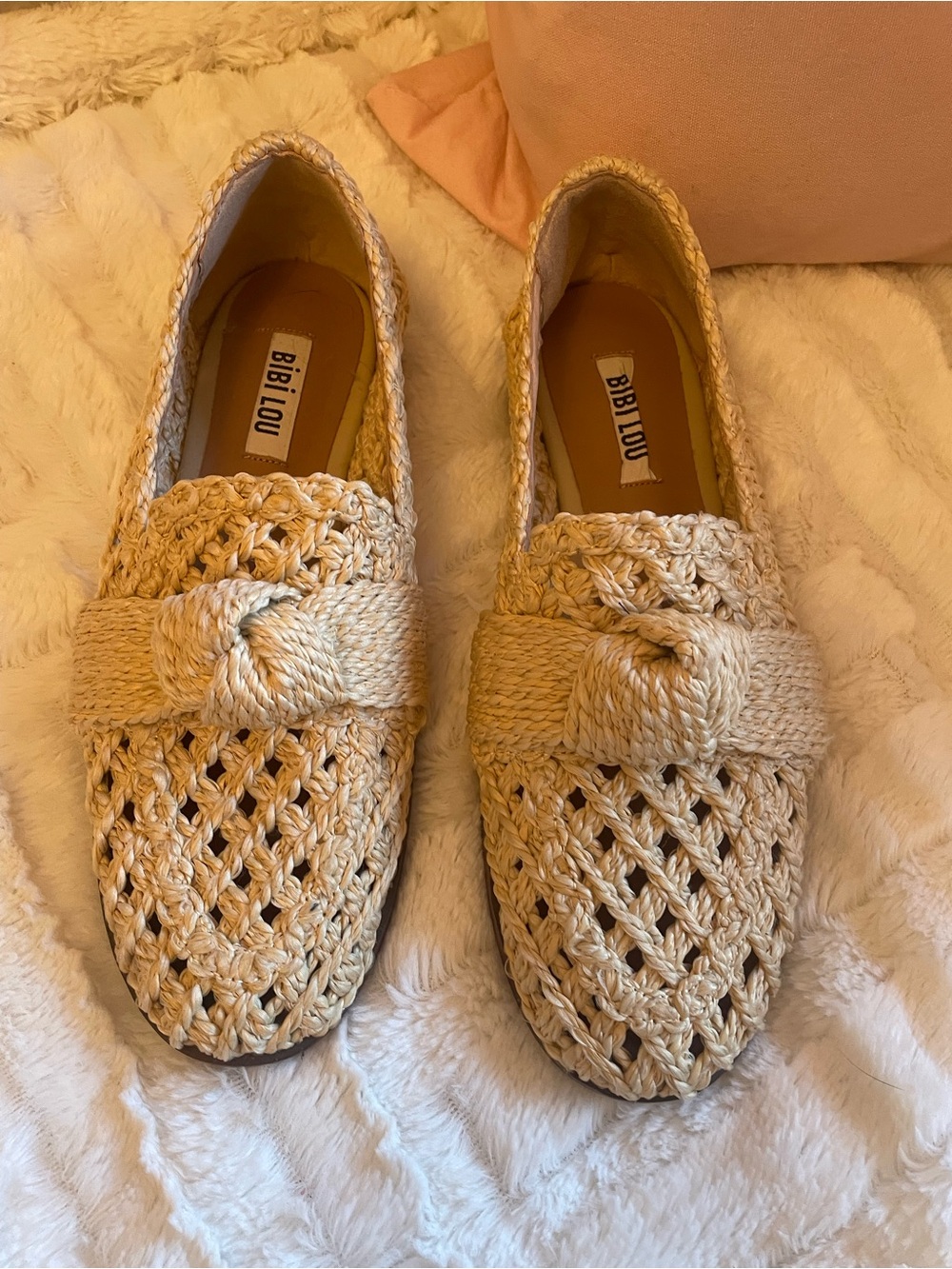 Bibi Lou Women's Natural Crochet Knot Loafers